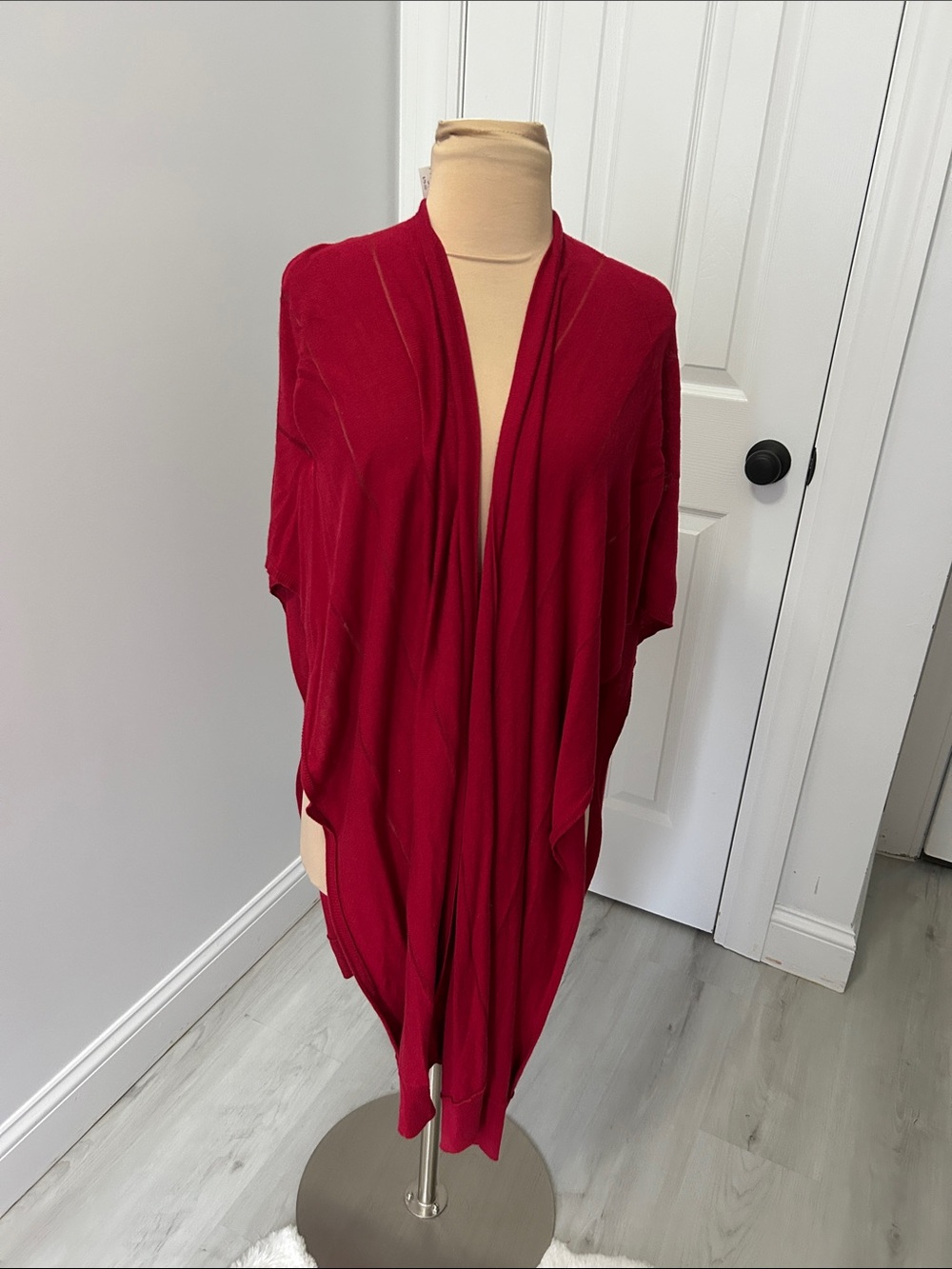Chicos’s Shadow Stripe Ruana Renaissance Red